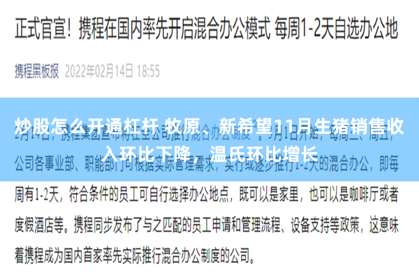 炒股怎么开通杠杆 牧原、新希望11月生猪销售收入环比下降，温氏环比增长