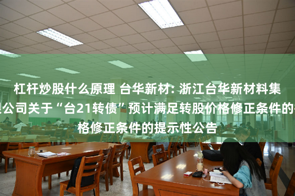 杠杆炒股什么原理 台华新材: 浙江台华新材料集团股份有限公司关于“台21转债”预计满足转股价格修正条件的提示性公告