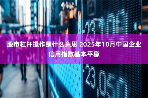 股市杠杆操作是什么意思 2025年10月中国企业信用指数基本平稳